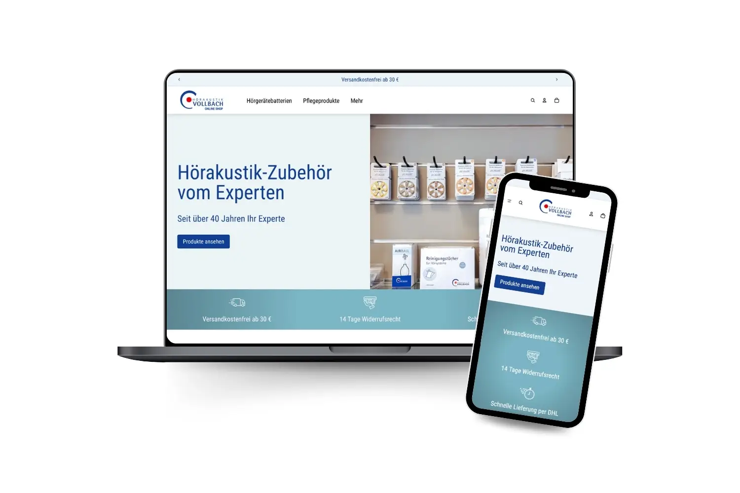 Vollbach-Qualität online bestellen: Hörgeräte-Pflege, Batterien & Zubehör